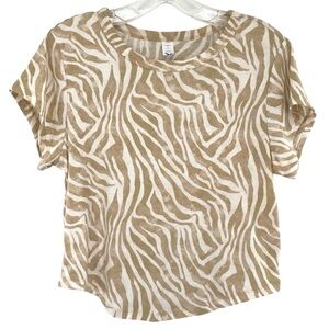 Old Navy Ultra Lite Tan Zebra Print Ribbed Crop Top